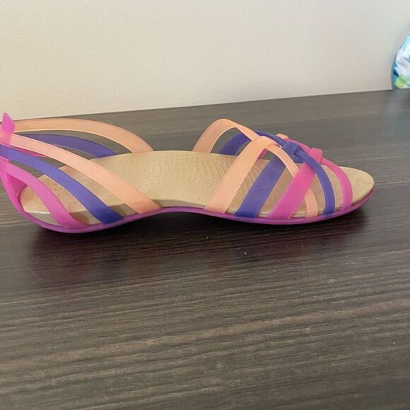 CROCS Huarache ladies Orange & Pink Jelly Open Toe Sandals Women 8 Resort Beach - Picture 9 of 12